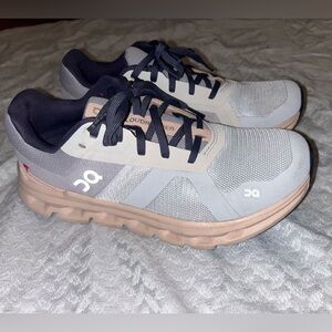 On Cloud Women’s Cloudrunner Running Shoes - Gray and Light Pink - Like New!